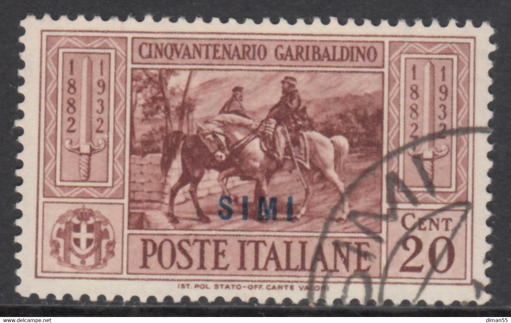 EGEO - SIMI - Sassone N.19 - Cat. 50 Euro - Usato - Luxus Gestempelt - Egée (Simi)