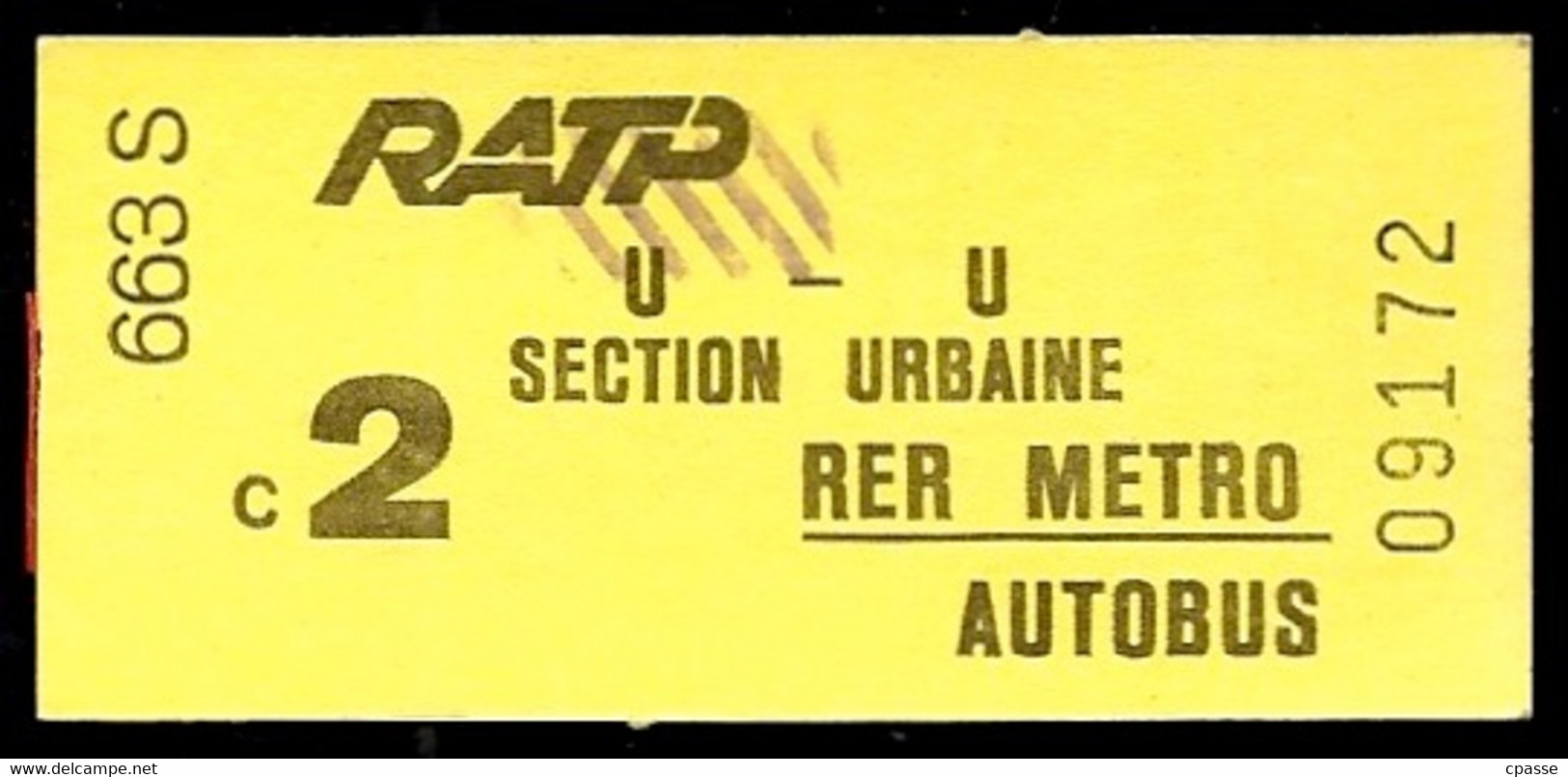 Ticket  RATP RER METRO AUTOBUS 2e Classe U U Section Urbaine - Ohne Zuordnung