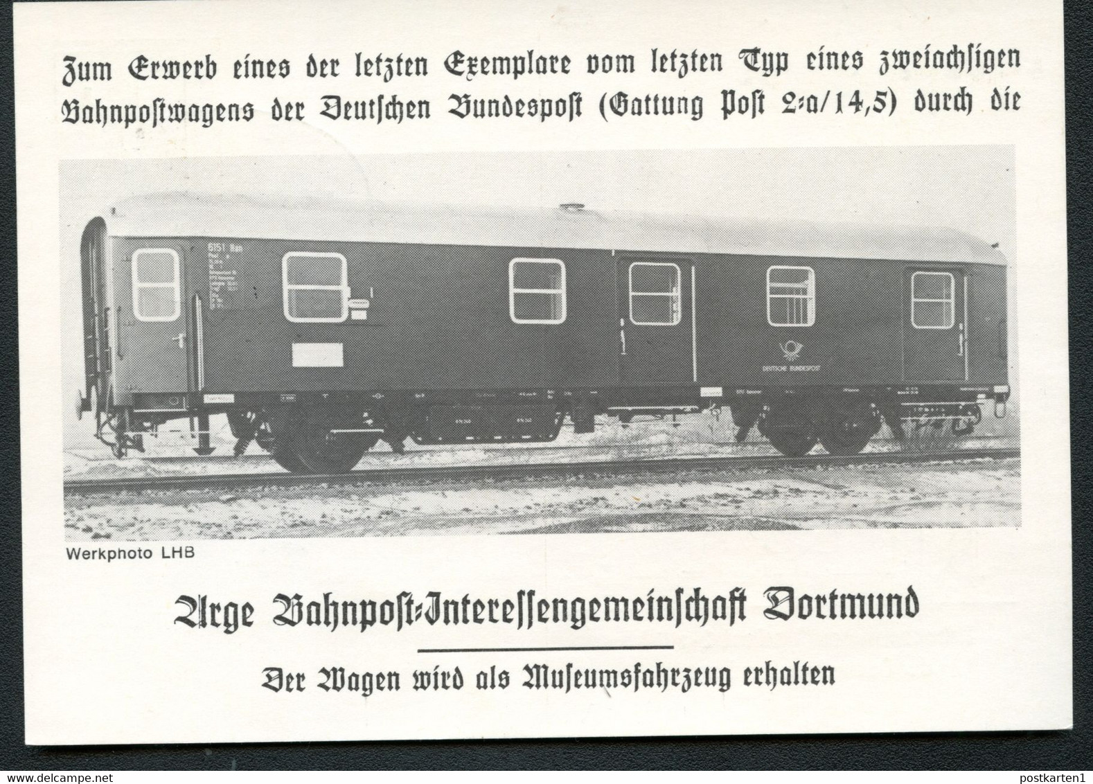 Bund PP98 B2/001 BAHNPOSTWAGEN Bahnpoststempel Hagen-Siegen 1978 - Privatpostkarten - Gebraucht