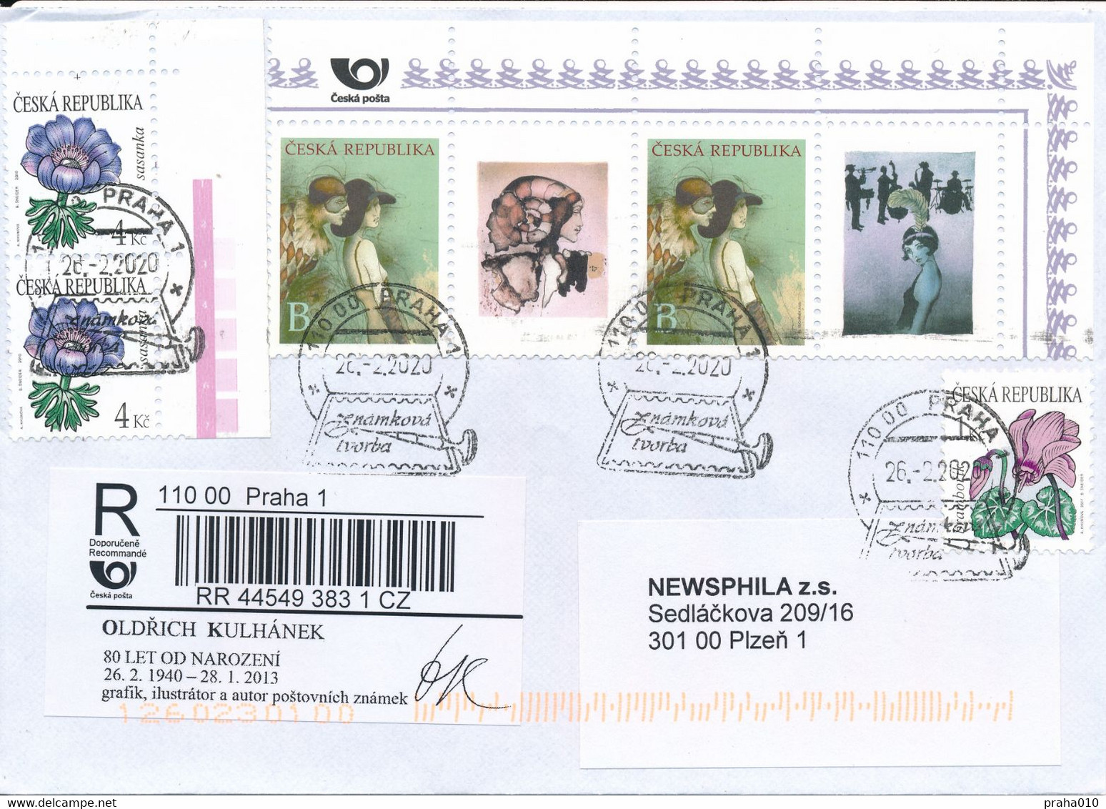 Czech Rep. / Comm. R-label (2020/06) Praha 1: Oldrich Kulhanek (1940-2013) Illustrator & Author Postage Stamps (X0807) - Cartas & Documentos