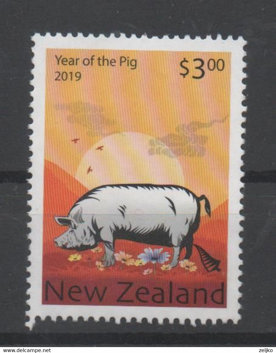 New Zealand, Used But Not Canceled, 2019, Year Of The Pig - Gebraucht