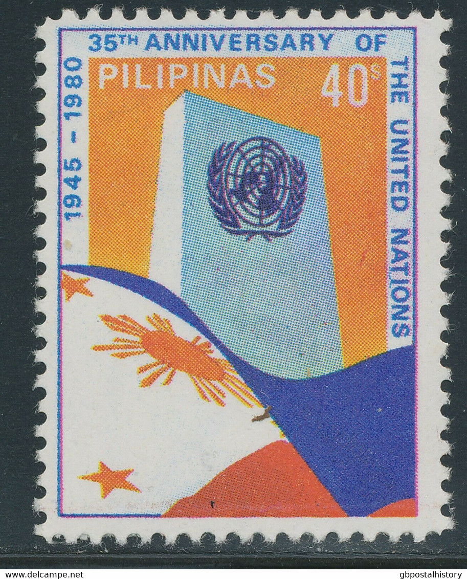 PHILIPPINEN 1980 35 Jahre Vereinte Nationen 40 S Mehrfarbig ** 4er-Block ABARTEN - Filipinas