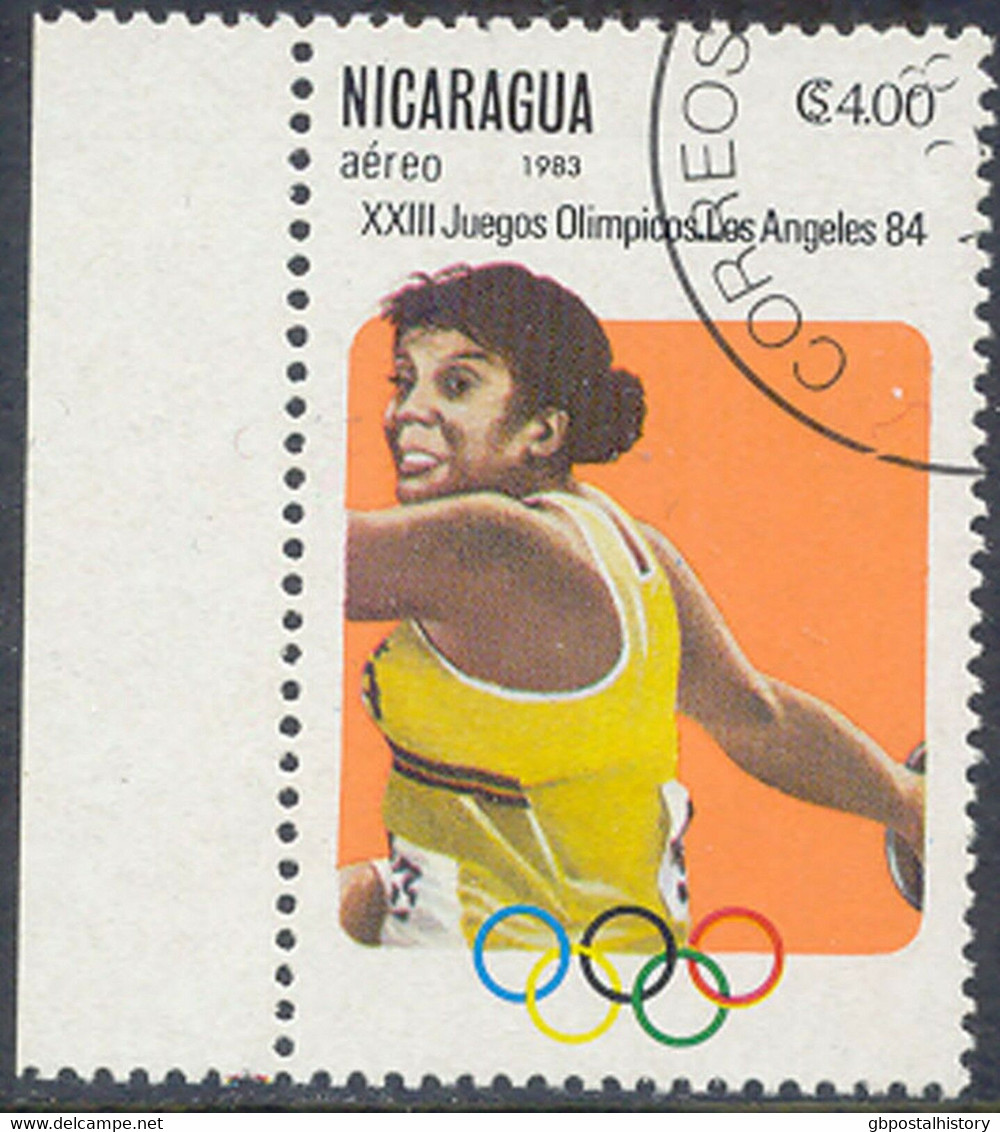 NICARAGUA 1983 Olympische Spiele Los Angeles 1984 Diskuswerfer MISSING COLOUR O - Nicaragua