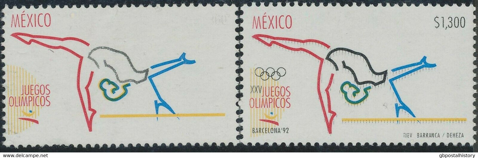 MEXICO 1992 Olympische Spielen Barcelona 1300P Bodenturnen ** ABART MSSING BLACK - Mexico
