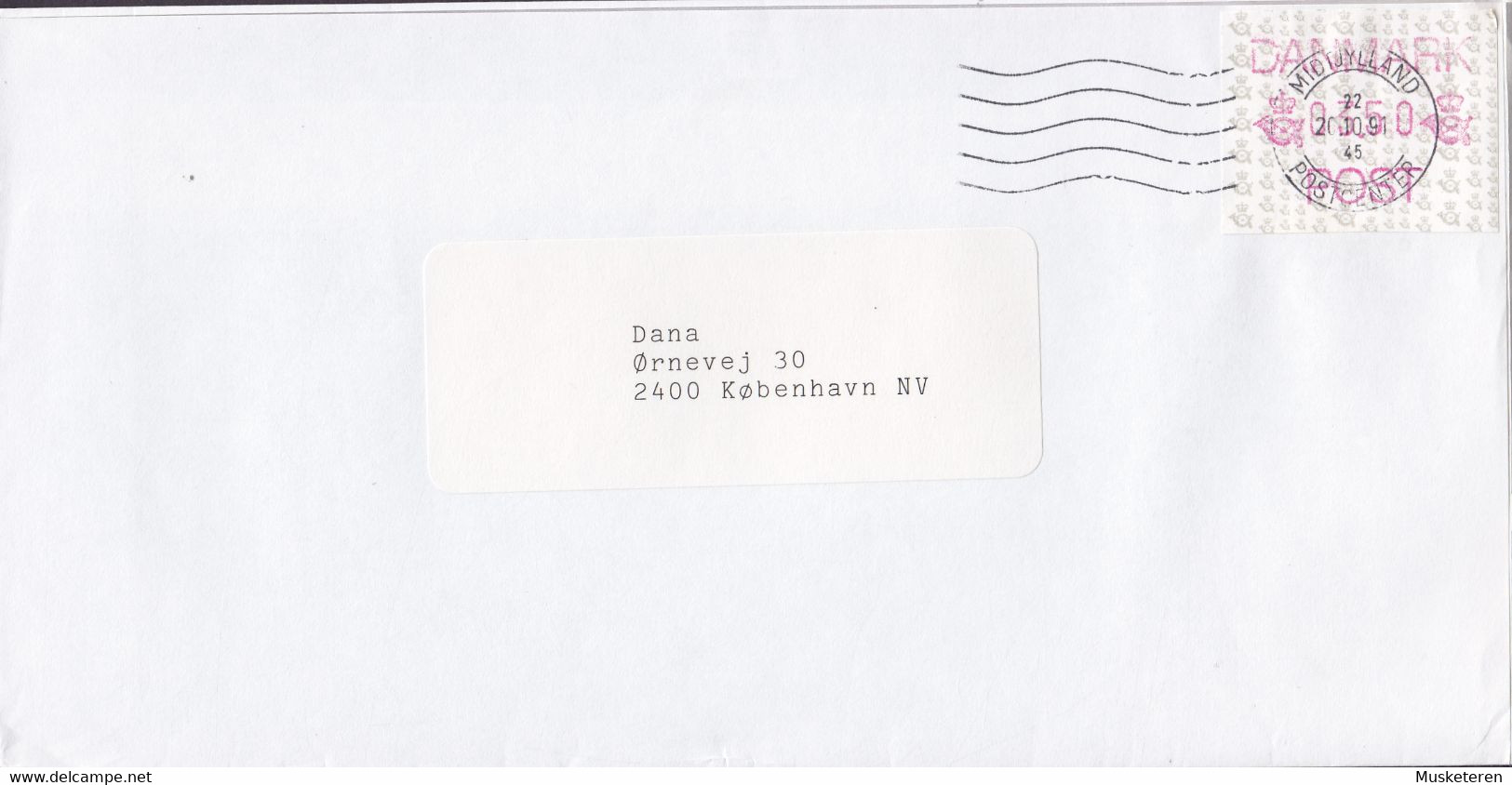 Denmark MIDTJYLLANDS POSTCENTER 1991 Cover Brief KØBENHAVN NV. ATM / Frama Label Franking - Máquinas Franqueo (EMA)