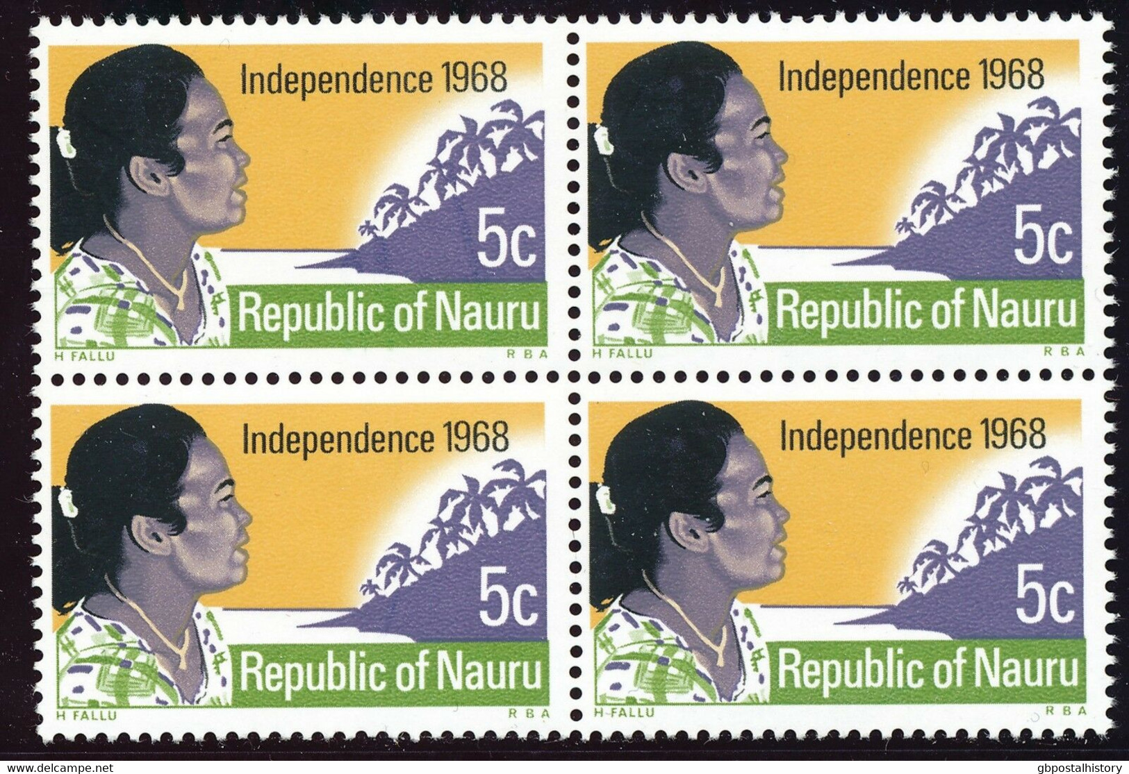 NAURU 1968 Independence Of The Republic Of Nauru 5 C And 10 C In U/M Blocks Of 4 - Nauru