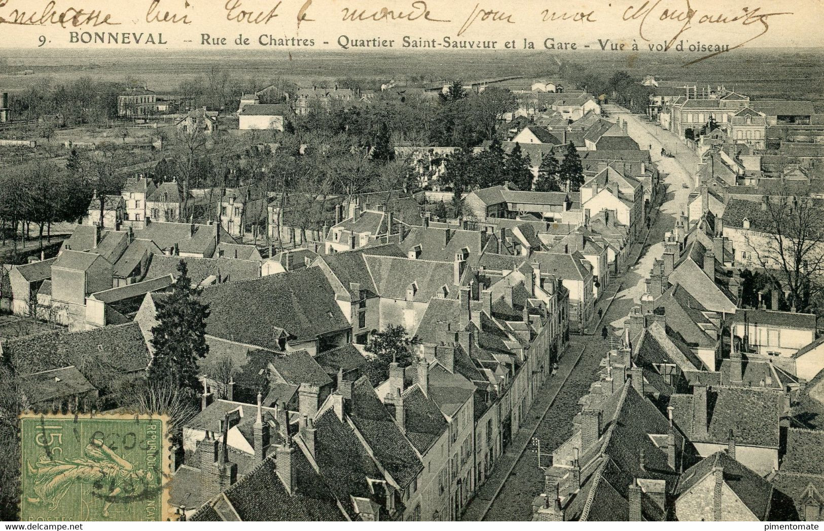 BONNEVAL RUE DE CHARTRES QUARTIER SAINT SAUVEUR LA GARE VUE A VOL D'OISEAU - Bonneval