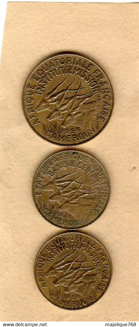 Lot De 3 Monnaies Afrique équatorial Française Du Cameroun - 10 Frs 1958 - 5 Frs 1958 Et 5 Frs 1961 En TTB+ - Kameroen