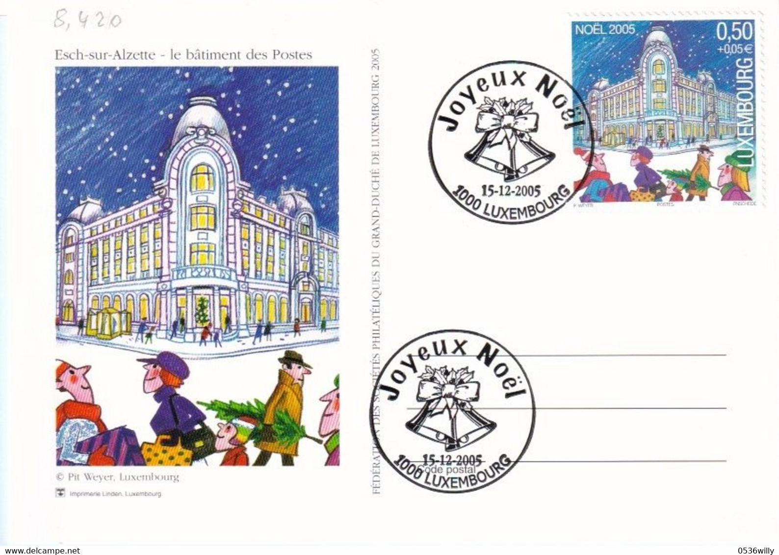 Luxembourg - Sonderstempel Joyeux Noel (8.420) - Covers & Documents