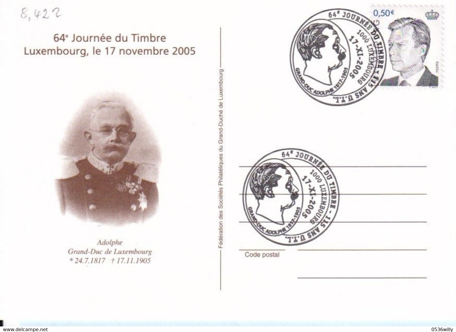 Luxembourg - Journêe Du Timbre (8.422) - Briefe U. Dokumente