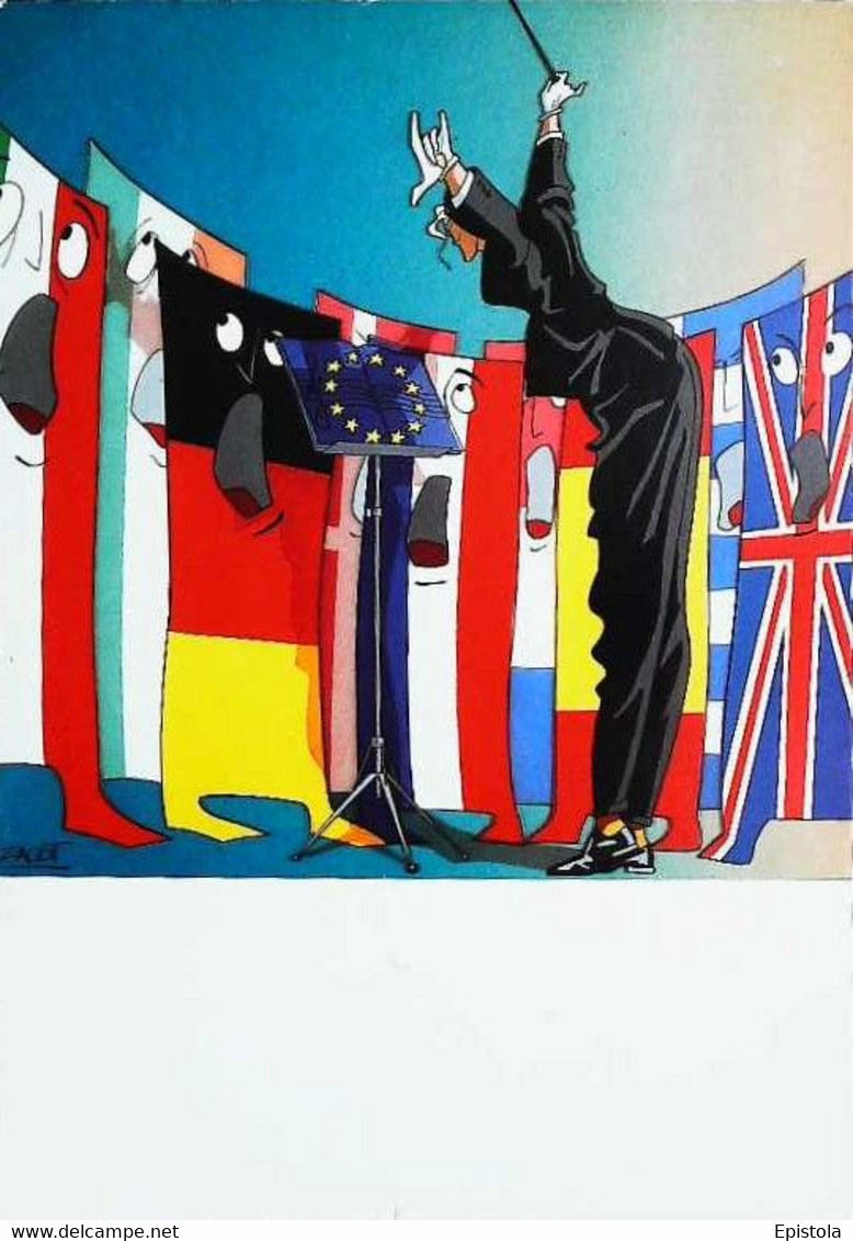 ► Illustration Fernand ZACOT - Les Drapeaux - Chef D'orchestre - Série "Clés Pour L'Europe" - Zacot, Fernand