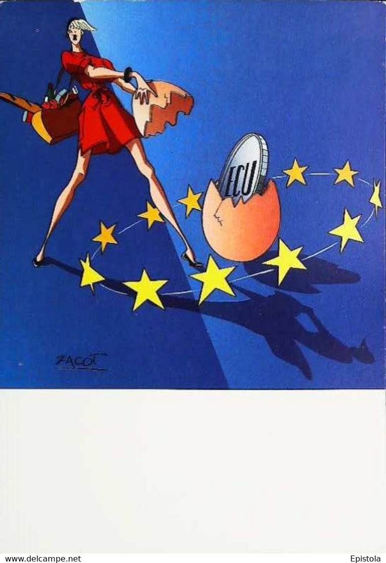 ► Illustration Fernand ZACOT  -  Européene Et L'ECU Future Monnaie - Série "Clés Pour L'Europe" Maastricht 1992 - Zacot, Fernand