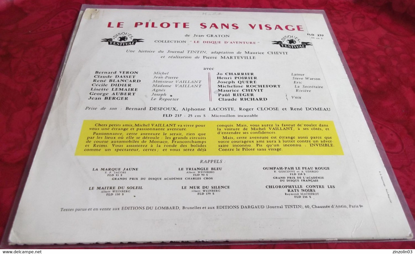 RARE  25 CM MICHEL VAILLANT.LE PILOTE SANS VISAGE. FLD 237. - Records