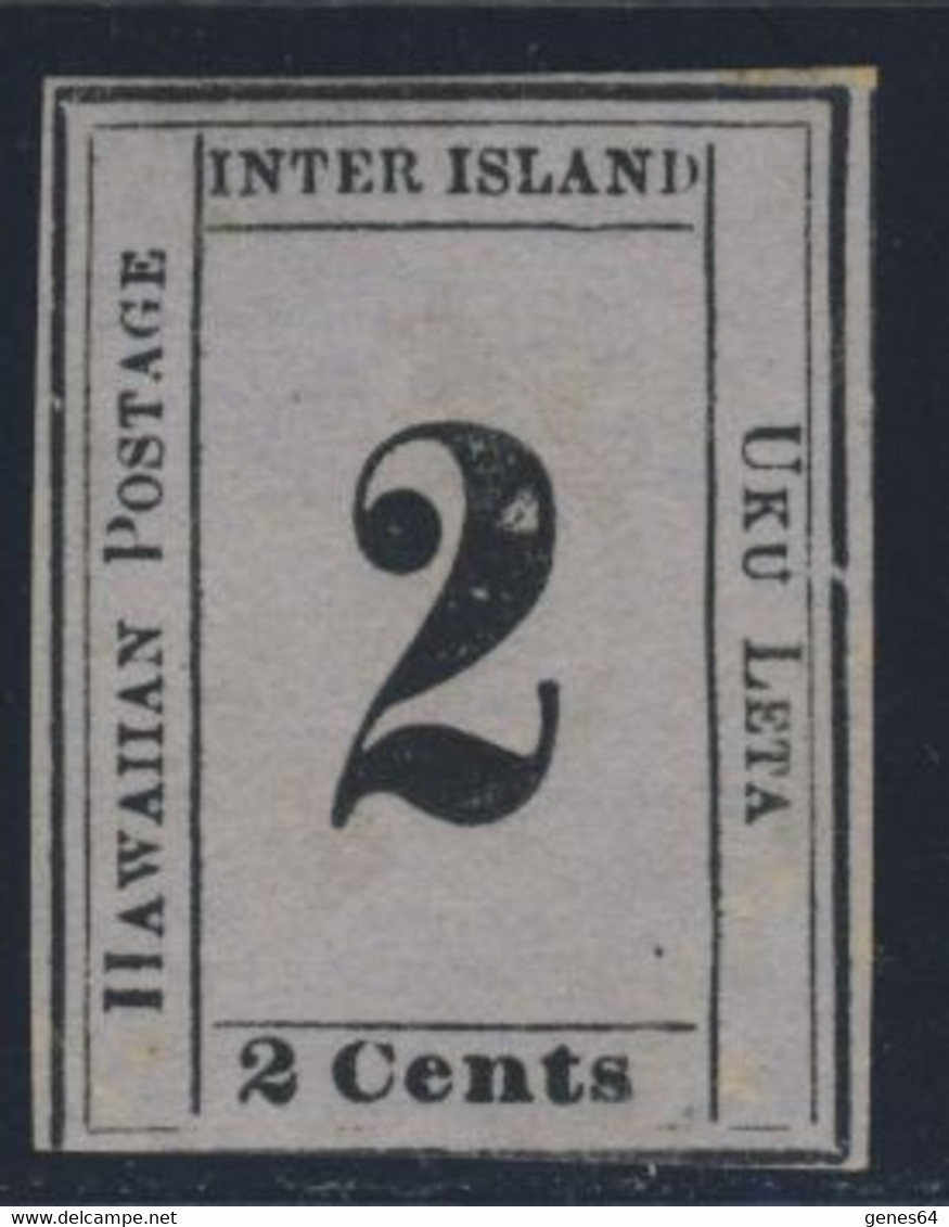 1859 - 2 Cent. Black Bluish Grey Paper - MLH* - Very High Catalog Value (2 Images) - Hawaii