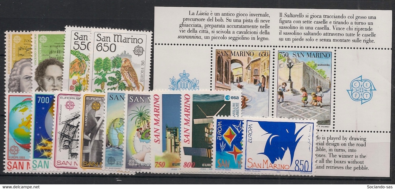 San Marino - 1985-1993 - Europa - Complete 14v - Neuf Luxe ** / MNH / Postfrisch - Sammlungen