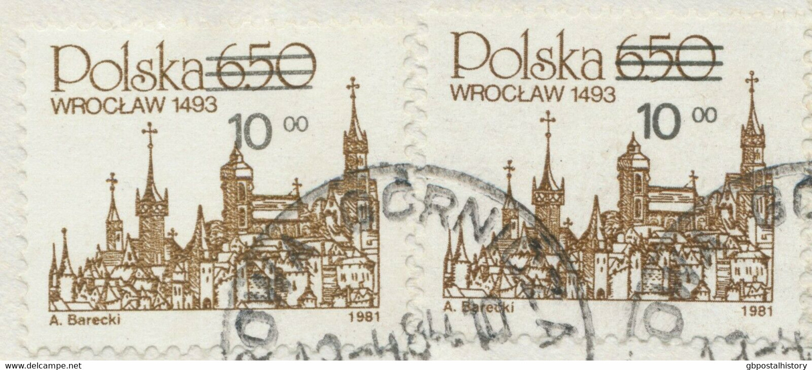 POLEN 1984 Kab.-Briefstück 5 Zlotty U 10 Auf 6,50 Zlotty (2x) AUFDRUCKABART - Variétés & Curiosités