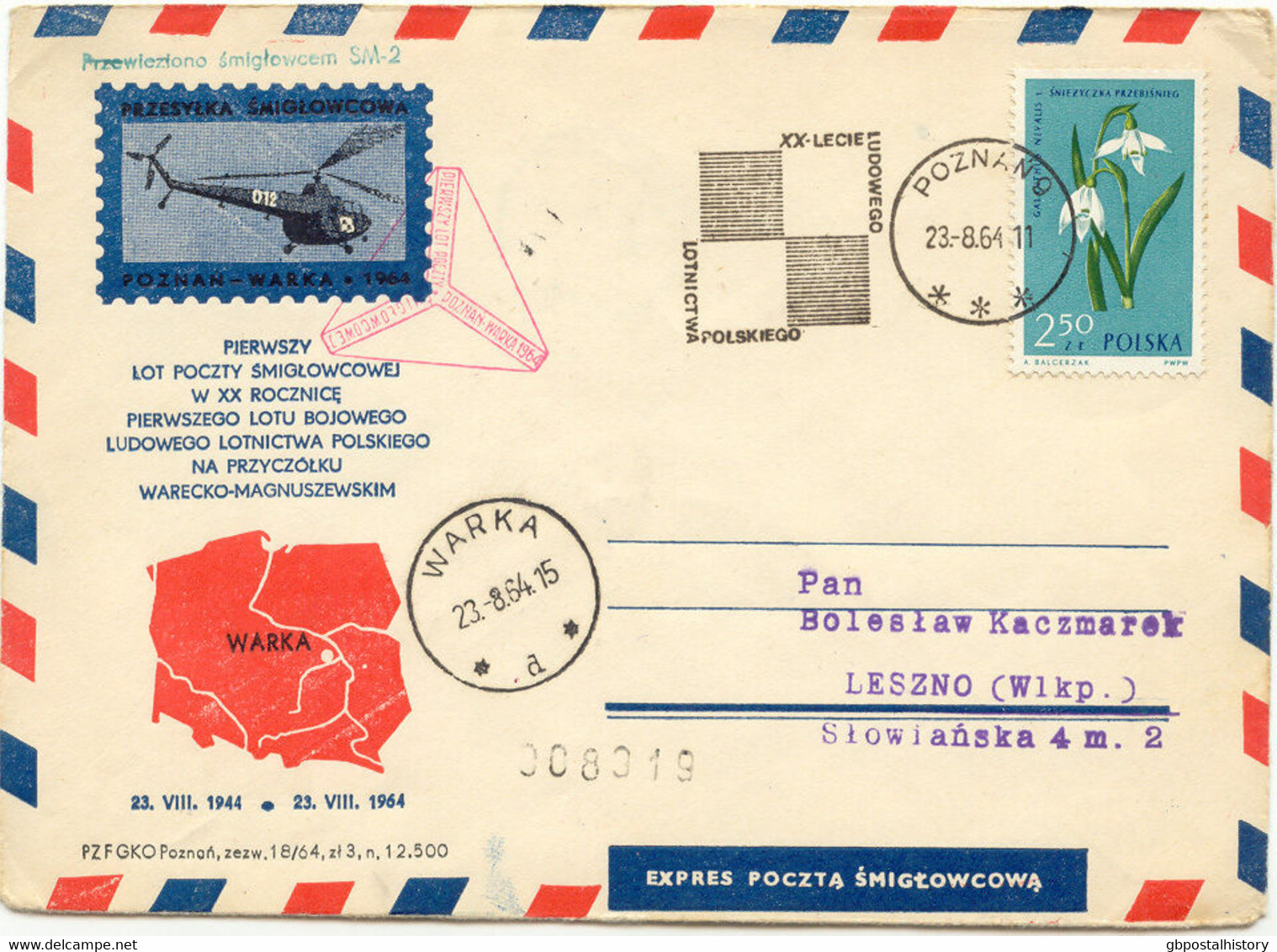 POLEN 23.8.1964, Kab.Hubschrauber-Erstflug POZNAN-WARKA, RR!! - Avions