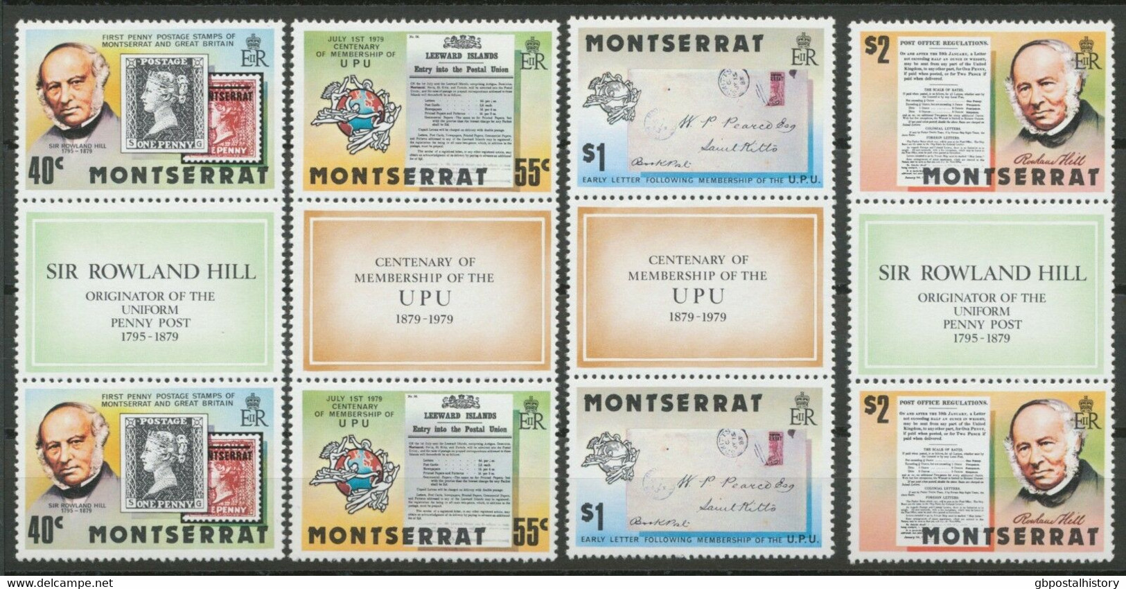 MONTSERRAT 1979 Rowland Hill Set + Two Sets With Gutter Pairs (2 Different) + MS - Montserrat
