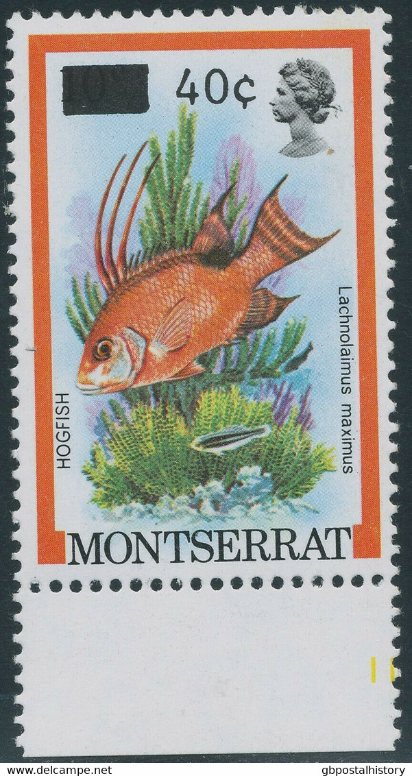 MONTSERRAT 1983 40 C On 10 C Fish (Lachnolaimus Maximus) U/M VARIETY: MISPRINT - Montserrat