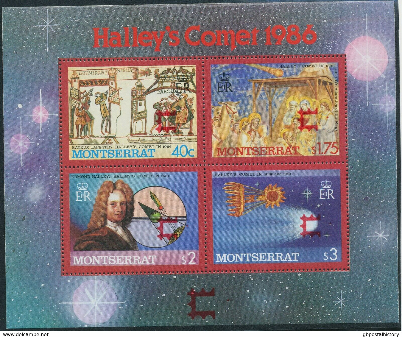 MONTSERRAT 1987 Halley's Comet CAPEX '87 U/M MS VARIETY MISSING BLACK OVERPRINT - Montserrat
