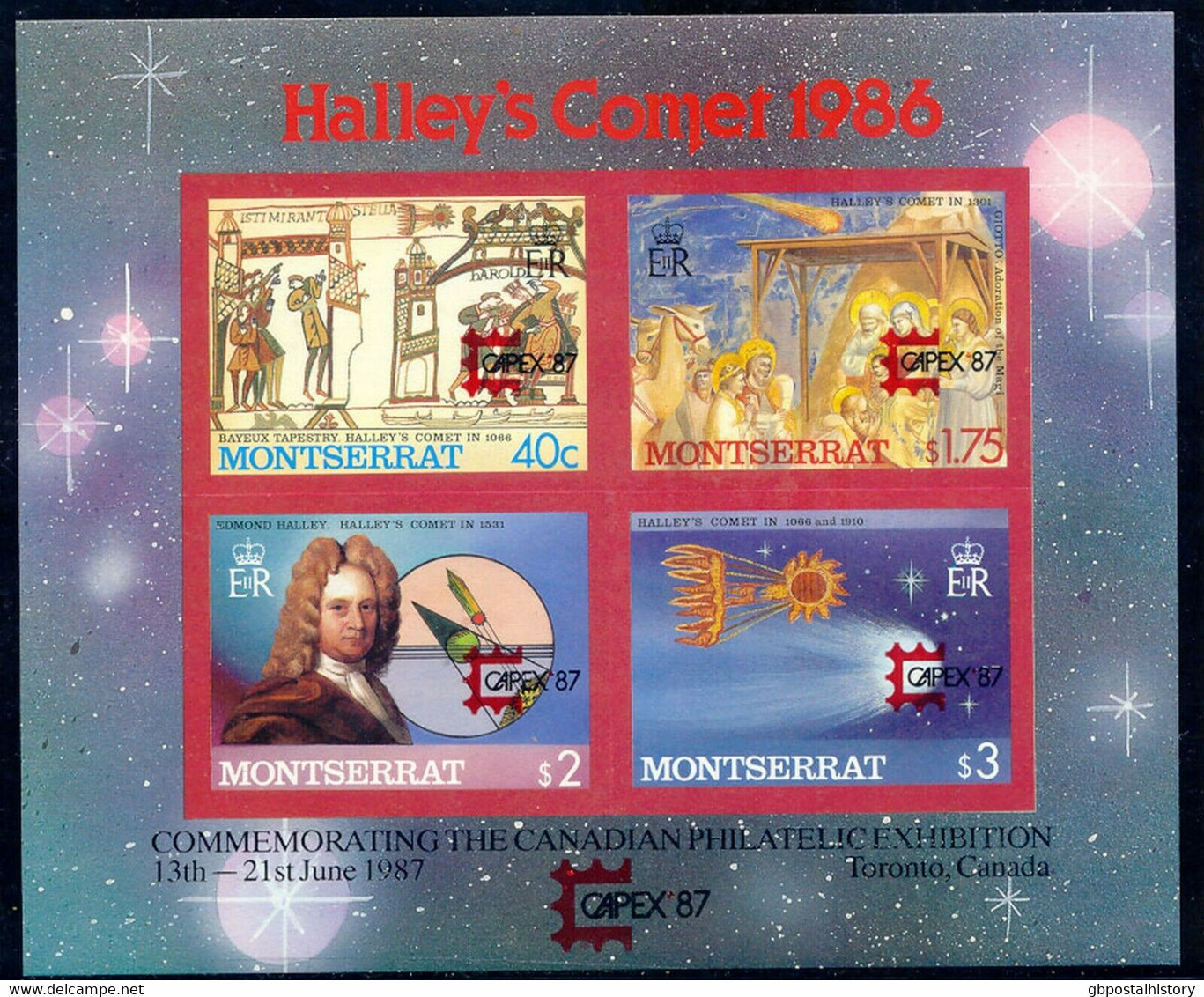 MONTSERRAT 1987 Halley's Comet W CAPEX '87 Overprint Normal MS And IMPERFORATED - Montserrat