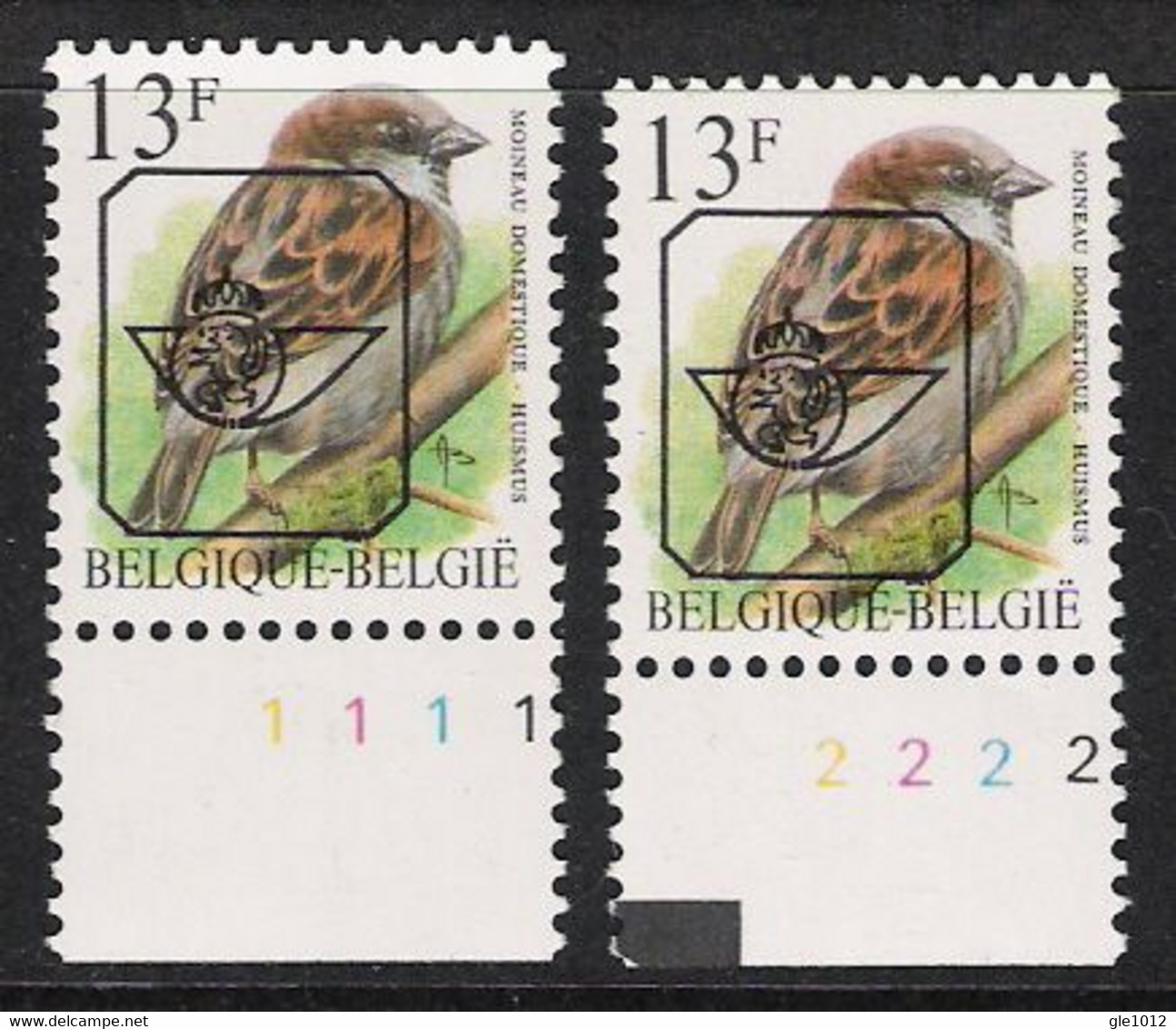 Buzin Nr PRE837**   Plaatnr 1 En 2  Fluor - 1985-.. Oiseaux (Buzin)