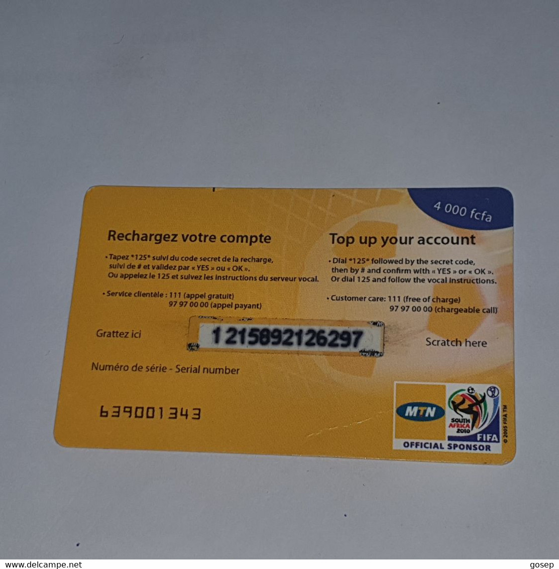 BENIN-(BJ-MTN-REF-004A/1)-game Sponsor-(16)-(4000fcfa)-(1215892126297)-used Card+1card Prepiad Free - Benin