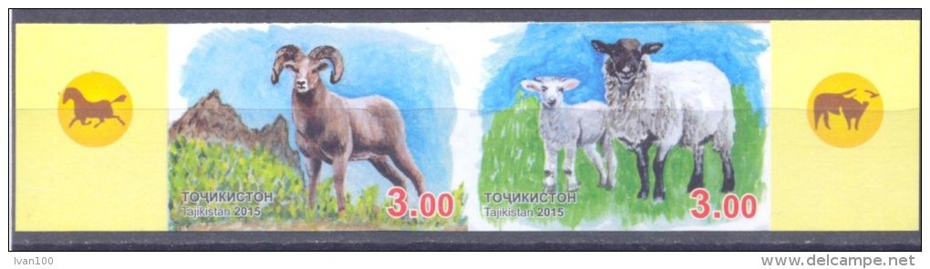 2015. Tajikistan, Lunar Calendar, Year Of The Sheep, 2v IMPERFORATED, Mint/** - Tadjikistan