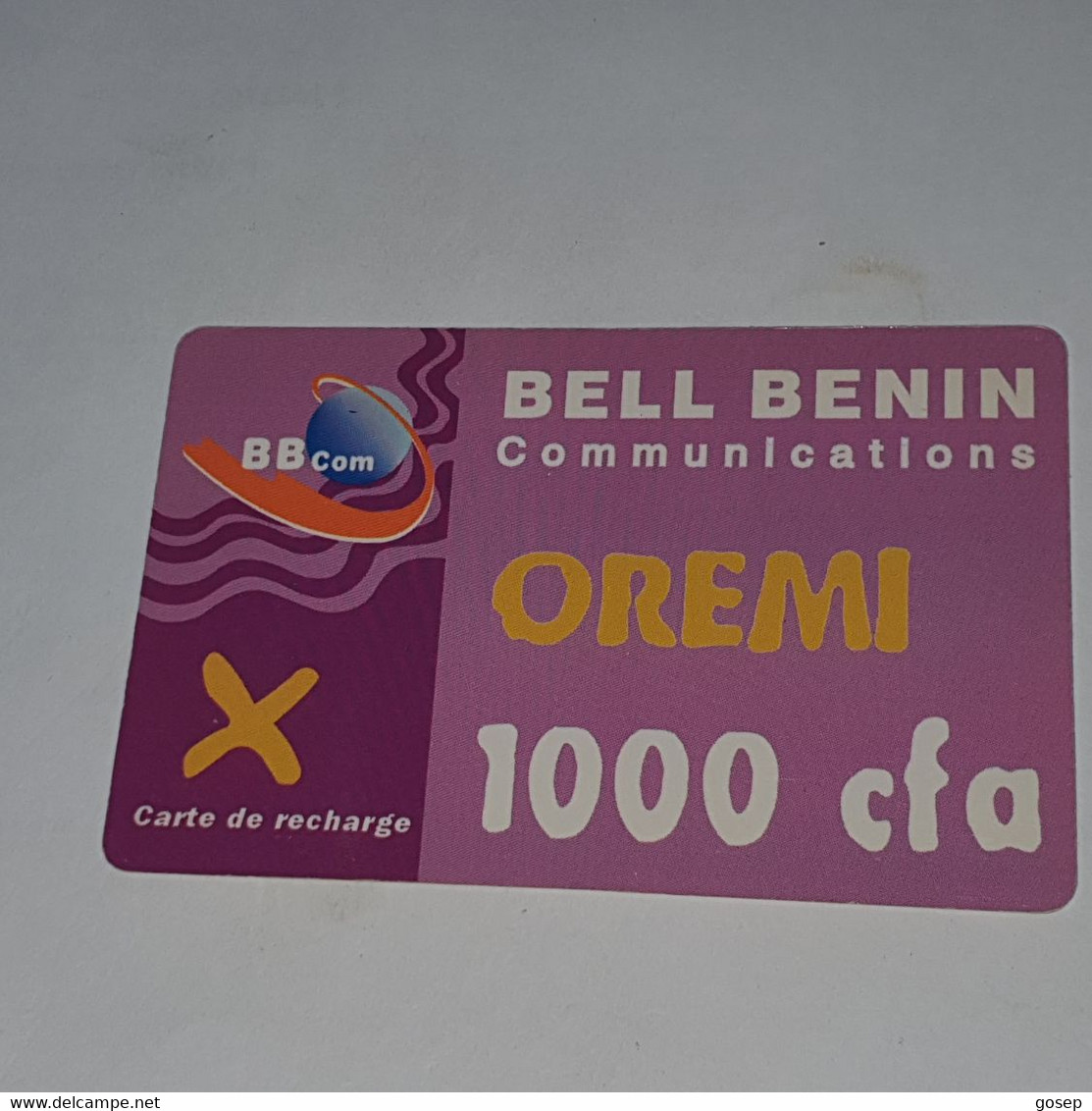 BENIN-(BJ-ORE-REF-0001A1)-dark Pink-(24)-(1000fcfa)-(0105-578-365-4301)-used Card+1card Prepiad Free - Bénin