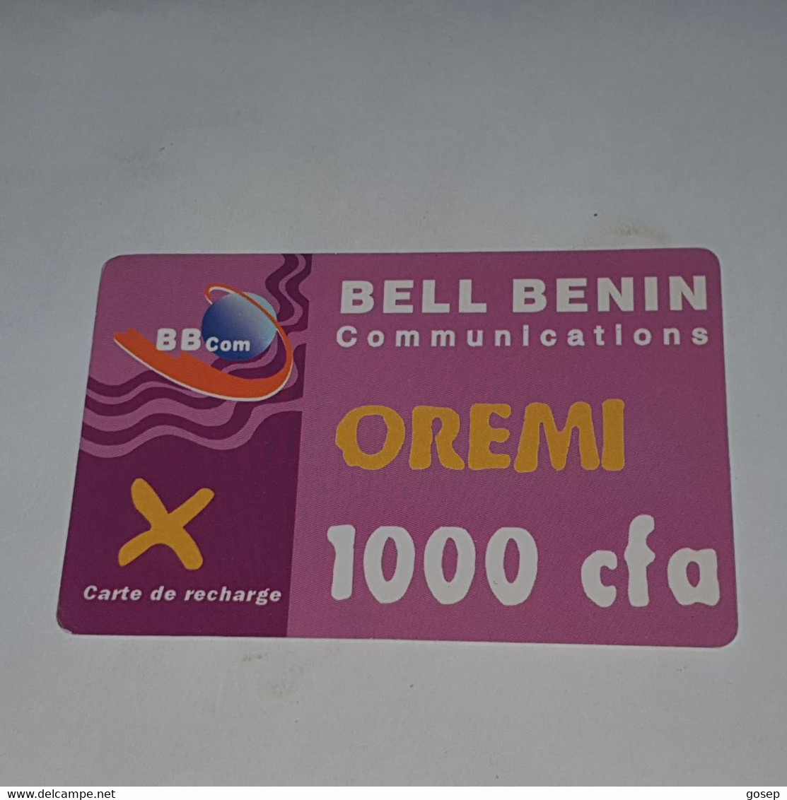 BENIN-(BJ-ORE-REF-0001A2)-dark Pink-(25)-(1000fcfa)-(0107-147-783-9295)-used Card+1card Prepiad Free - Benin