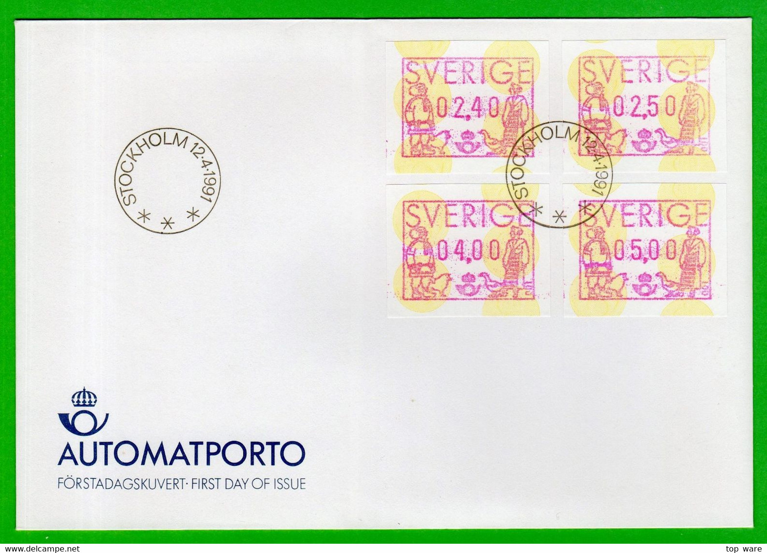 1991 Schweden Sweden ATM 1 / Offizieller FDC 12.4.1991 / Klüssendorf Automatenmarken Frama Etiquetas Automatici - Vignette [ATM]