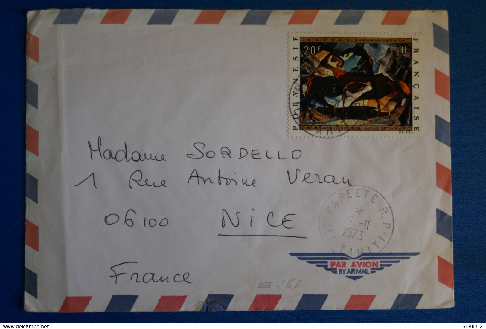 M22 POLYNESIE BELLE LETTRE POSTE AERIENNE 1973 PAPEETE POUR NICE FRANCE + AFFRANCHISSEMENT PLAISANT - Cartas & Documentos