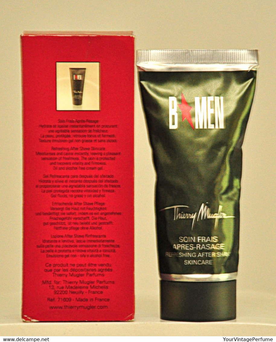 Thierry Mugler B*Men Refreshing After Shave Skincare 75ml  2.6 Fl. Rare Vintage 2004 New Sealed - Produits De Beauté