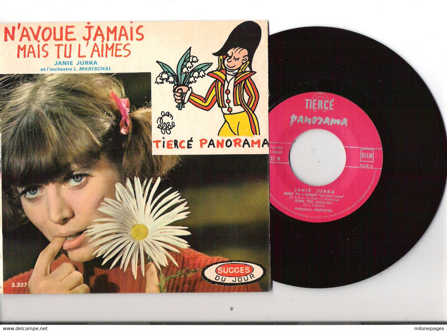 Vinyle 45T EP Tiercé Panorama Janie Jurka Chante N'avoue Jamais Orchestre Marischal  Dessin Jean Effel - Collectors