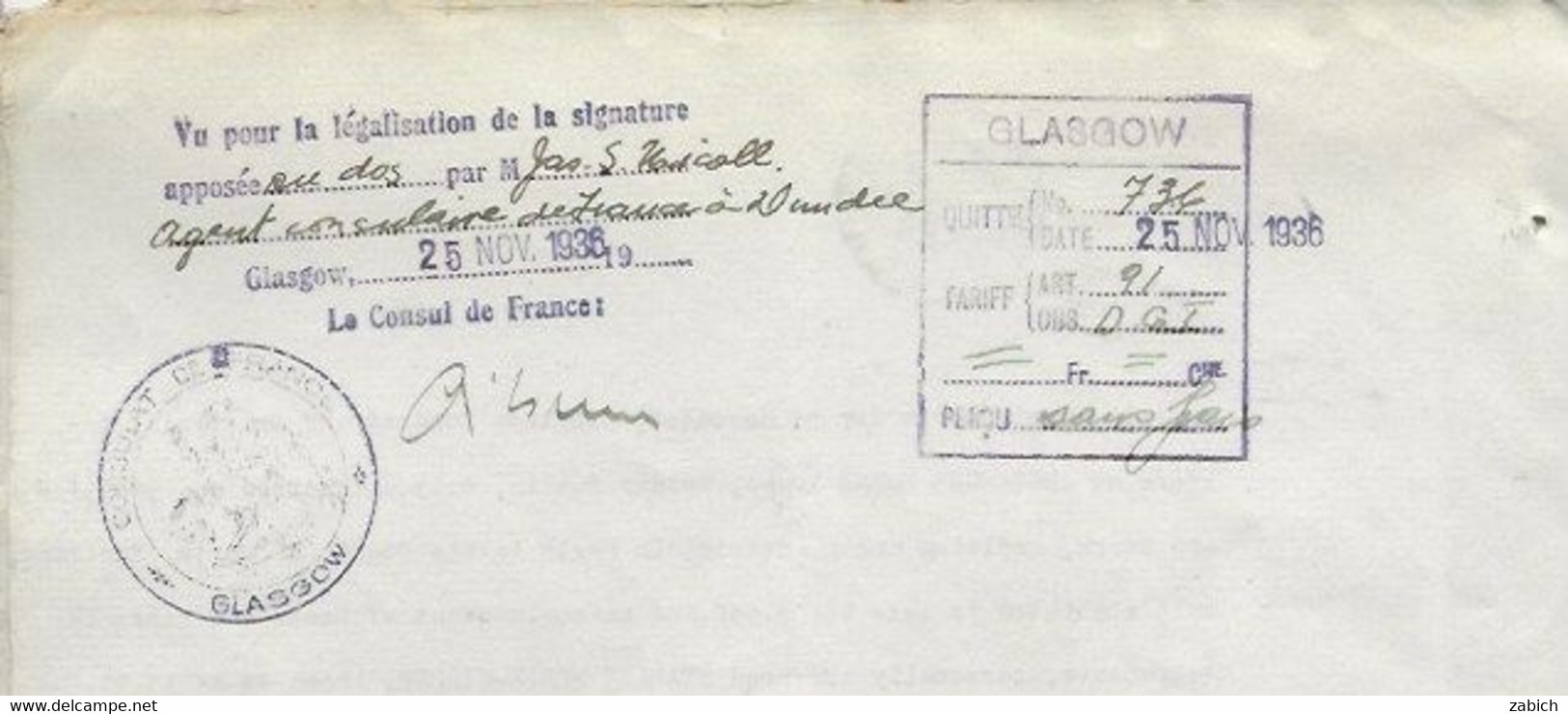 FISCAUX  MONACO /FRANCE /GB CONSULAT  FRANCE à DUNDEE Et GLASGOW  TIMBRE FISCAL à L'extraordinaire LOUIS II 4F - Fiscales