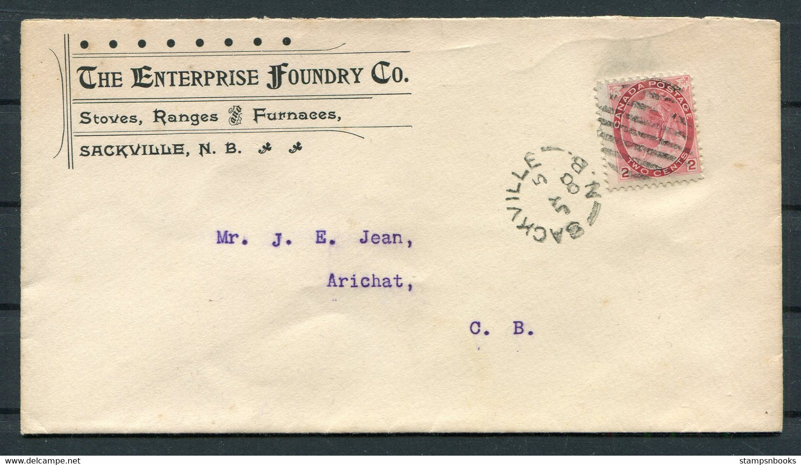 1900 Canada Enterprise Foundry Co. Sackville N.B. Cover - Arichat N.S. - Lettres & Documents