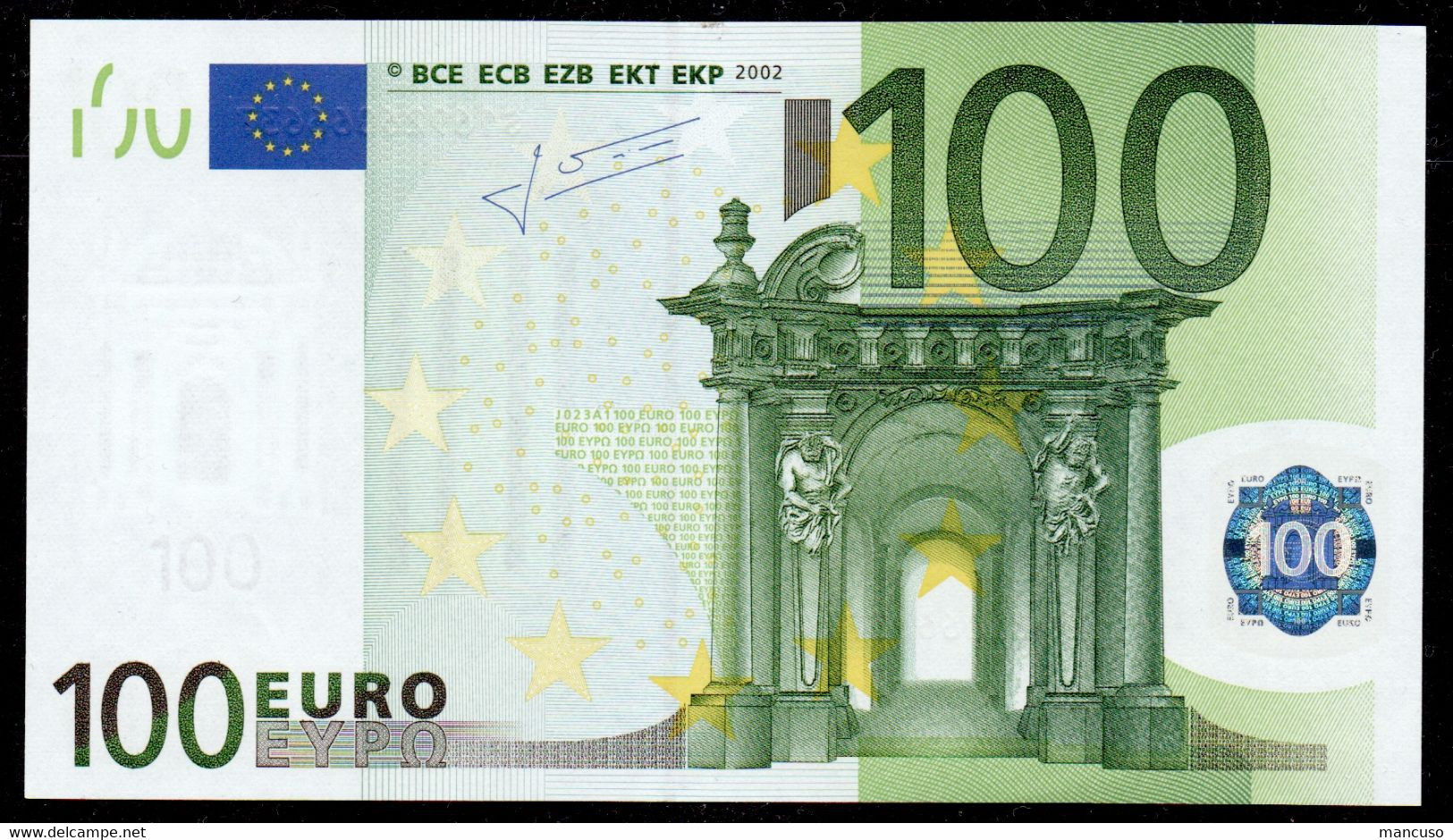 S  ITALIA 100 EURO J023 A1 -  FIRST POSITION - TRICHET   UNC - 100 Euro