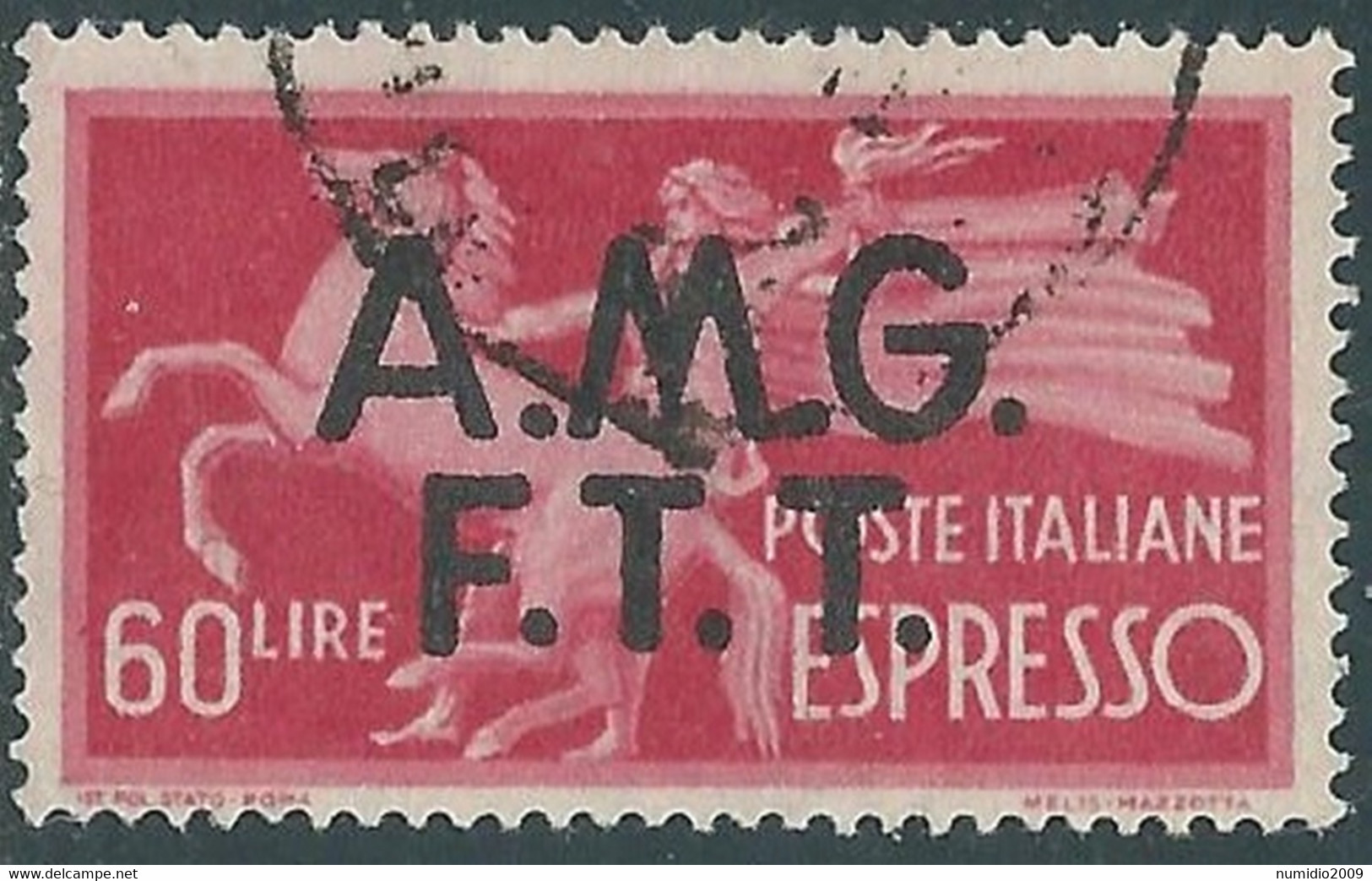 1947-48 TRIESTE A ESPRESSO USATO DEMOCRATICA 60 LIRE - RC9-2 - Express Mail