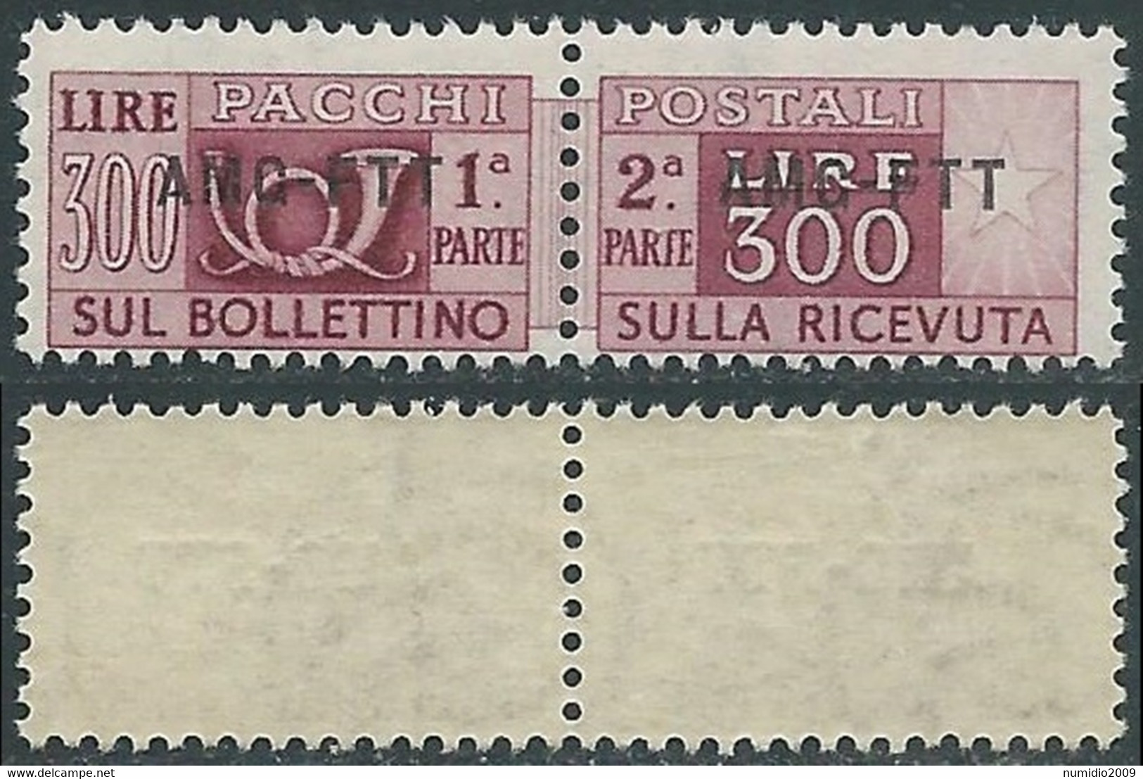 1949-53 TRIESTE A PACCHI POSTALI 300 LIRE MNH ** - RE3-8 - Colis Postaux/concession