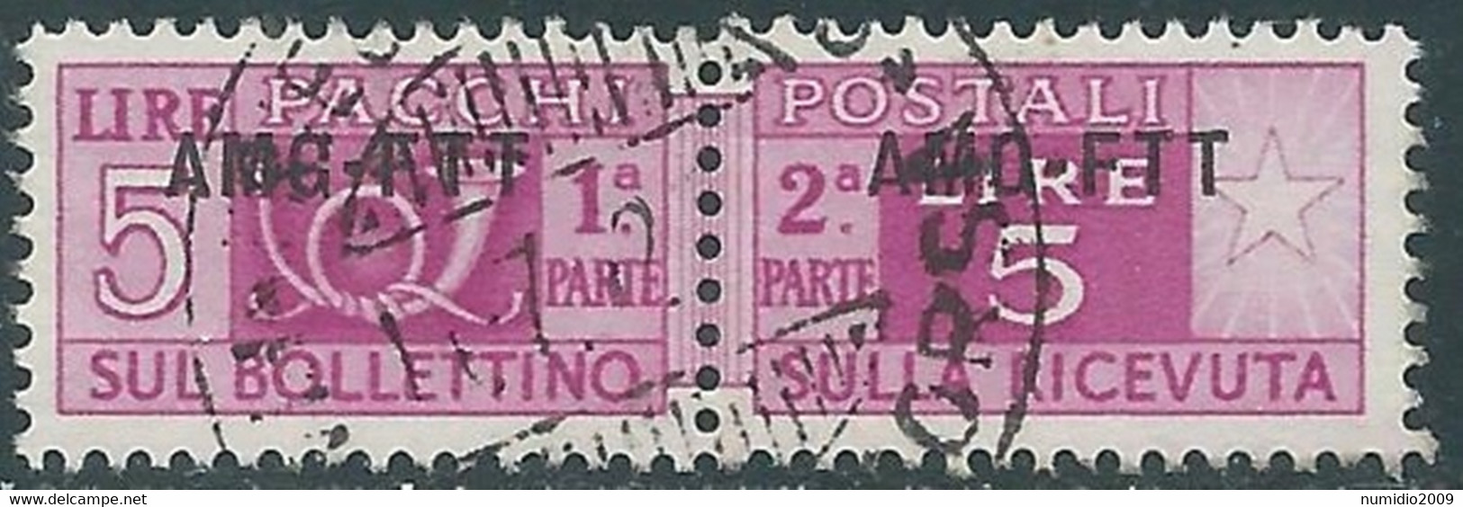 1949-53 TRIESTE A PACCHI POSTALI USATO 5 LIRE - RC9 - Pacchi Postali/in Concessione