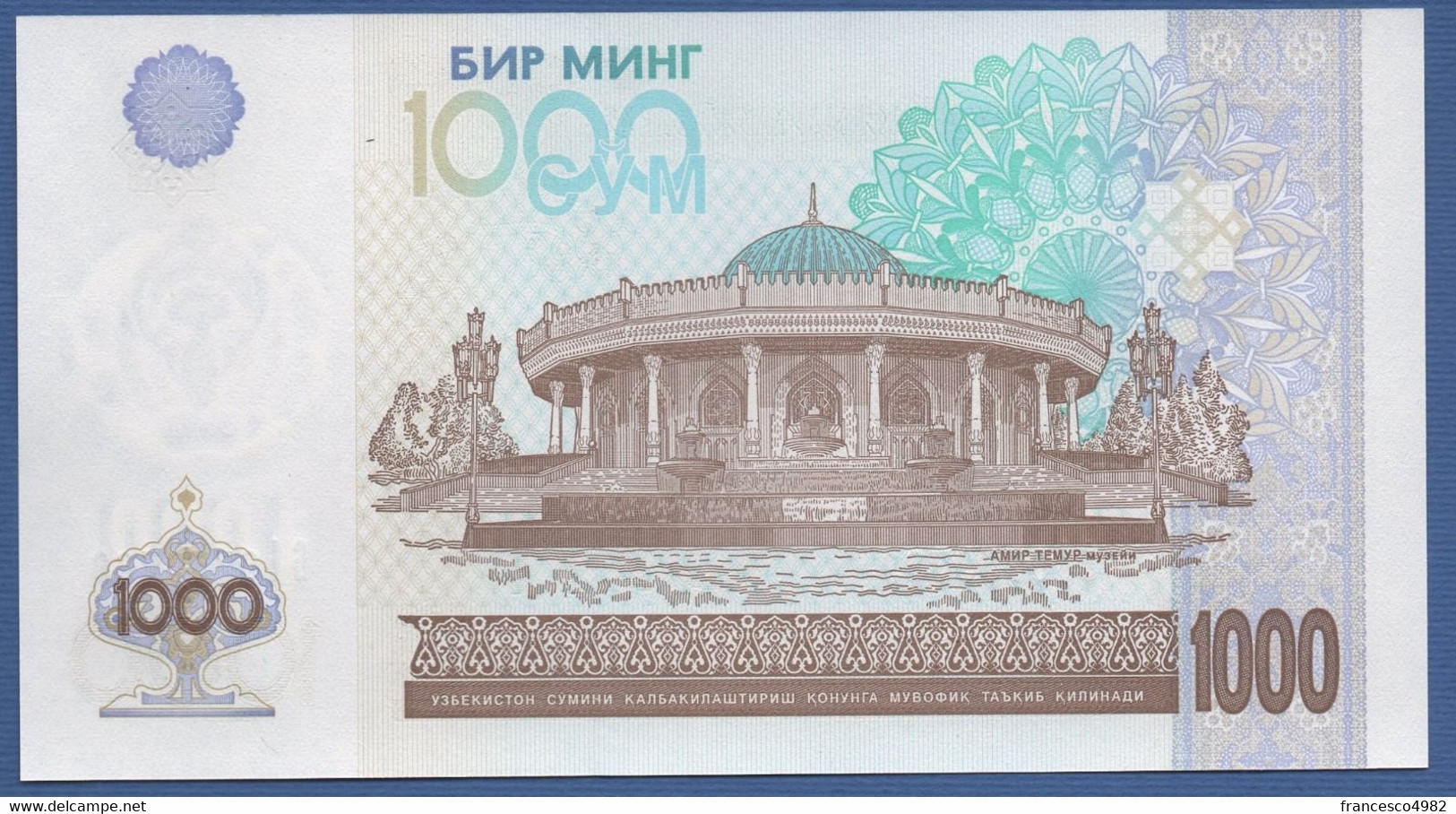 UZBEKISTAN - P.82 – 1.000 So'm 2001 - UNC    Prefix GI - Uzbekistan