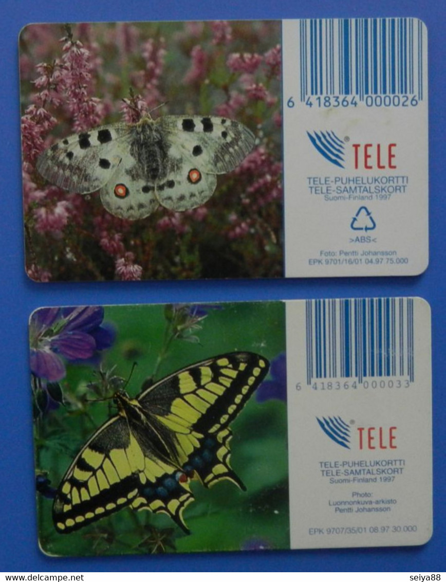X2 Finland Butterfly Papillon Mariposa Schmetterling Farfalla Insect Butterflies Puhelukortti Machaon Apollo - Farfalle