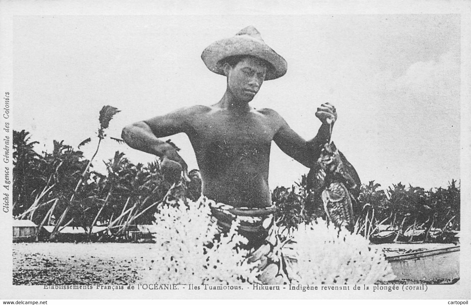 Océanie - Iles Tuamotous - Hikueru - Gros Plan D'un Indigène Revenant De La Plongée - ( Corail ) - Polynésie Française