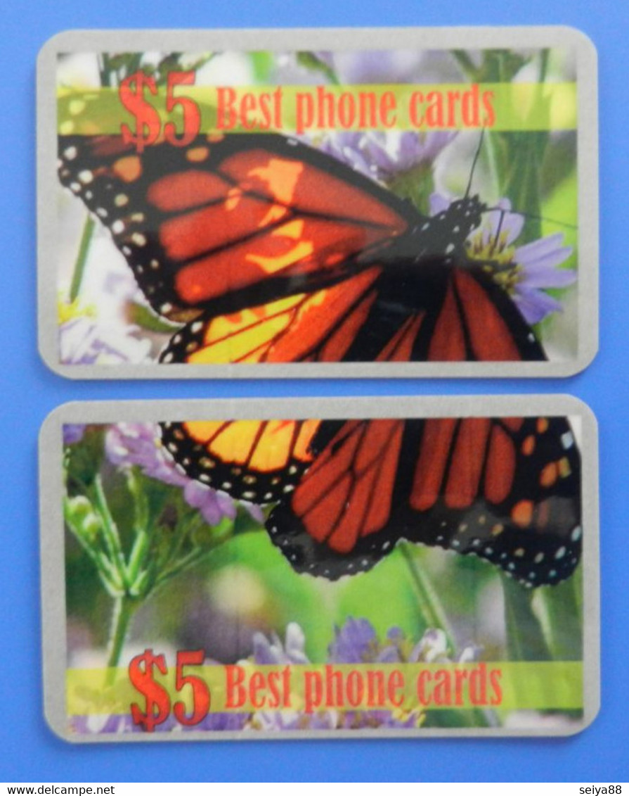 USA X2 Puzzle Butterfly Schmetterfling Papillon Farfalla Best Phone Cards America United States Monarch Danaus - Farfalle