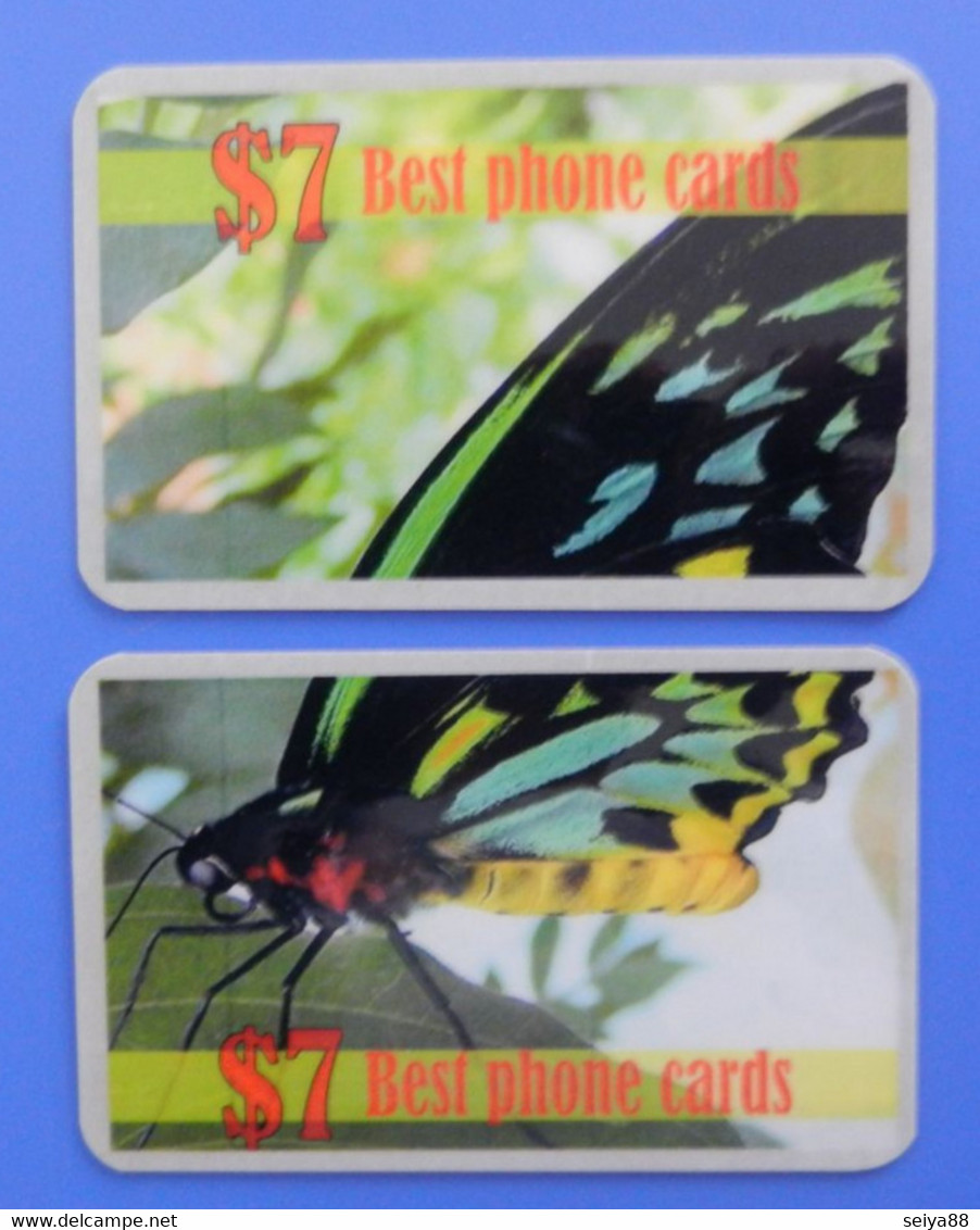 USA X2 Puzzle Butterfly Schmetterfling Papillon Farfalla Best Phone Cards America United States Birdwing Ornithoptera - Farfalle