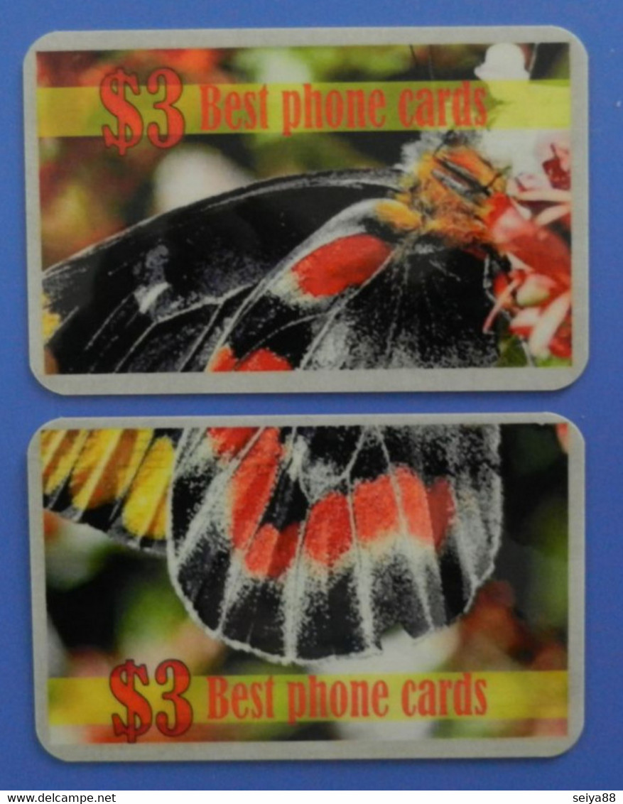 USA X2 Puzzle Butterfly Schmetterfling Papillon Farfalla Best Phone Cards America United States - Farfalle
