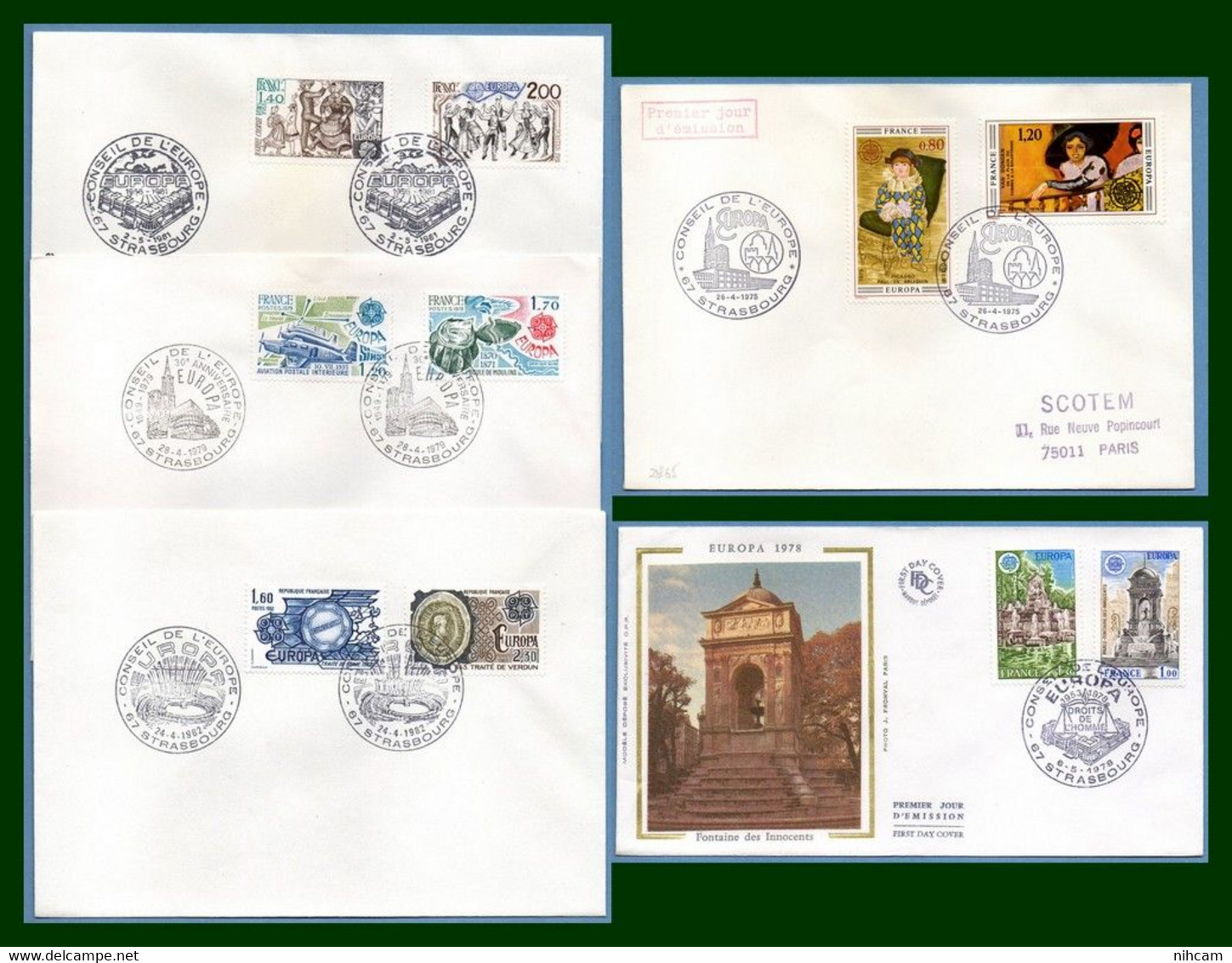 5 FDC France Europa 1975 1978 1979 1981 1982 - Sammlungen