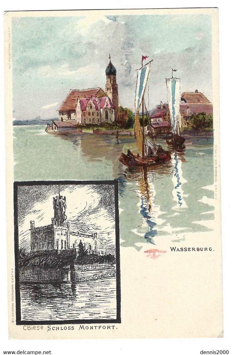 WASSERBURG - Carte Illustratreur C. BIESE - Schloss Montfort - Ed. A. H. John's, Frankfurt A. M. - Wasserburg (Inn)