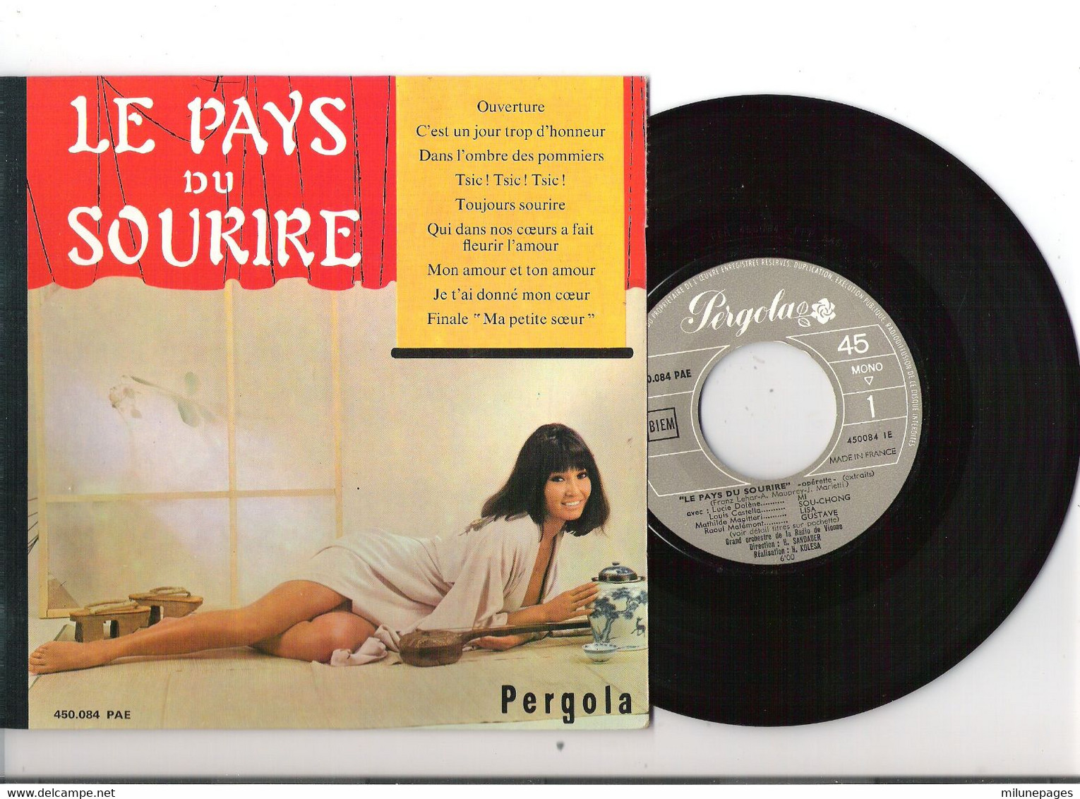 Vinyle 45T EP Extraits Opérette Le Pays Du Sourire Orchestre De De La Radio De Vienne Label Pergola 450084 - Oper & Operette