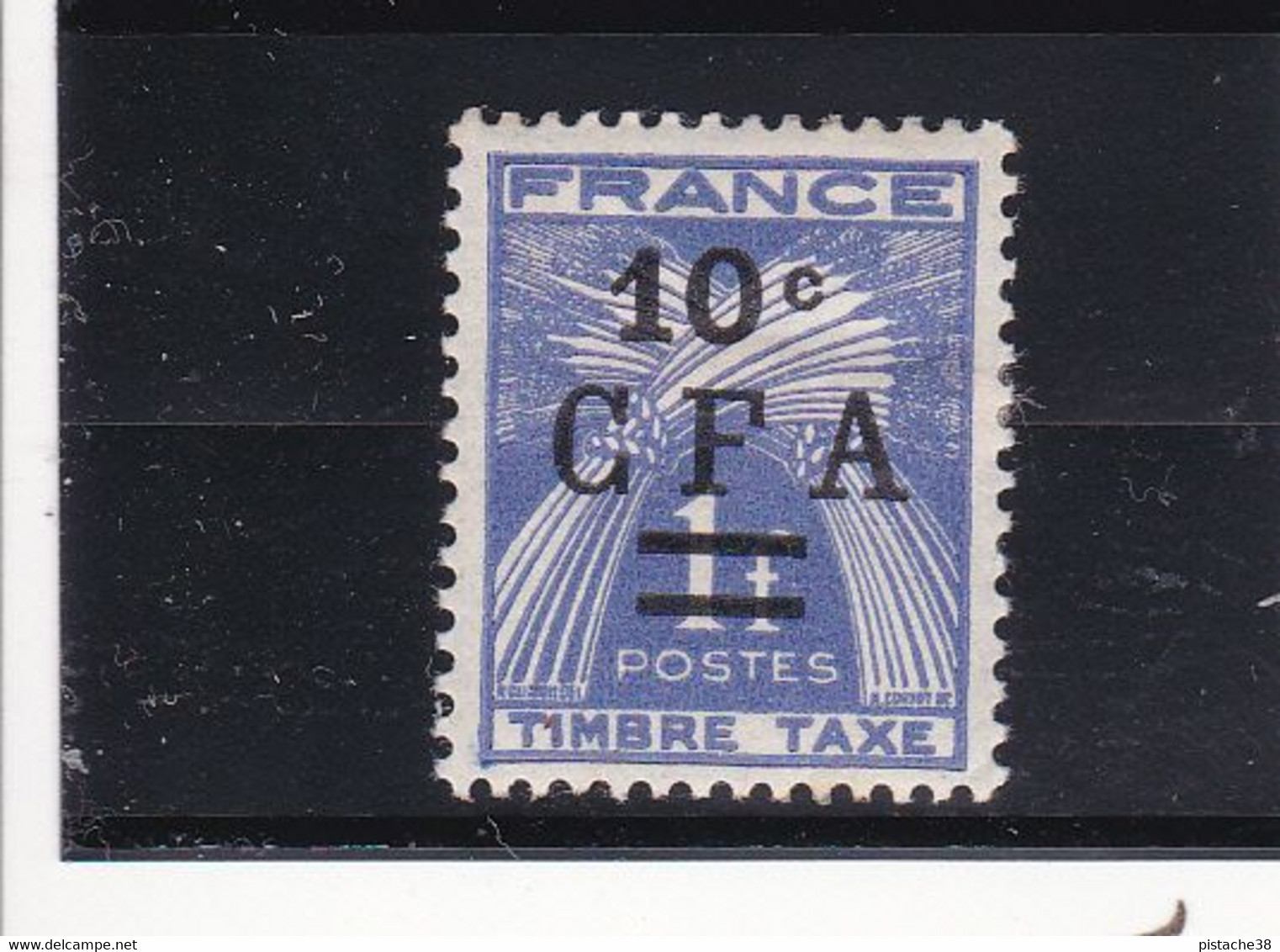 REUNION, Timbre Violet, Neuf, France, Série Gerbe à 1f., Avec Surcharge C.F.A. Noir 10centimes - Voir - Postage Due